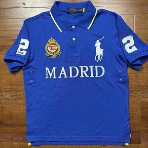 Ralph Lauren Rugby Polo Shirt Men S Blue Madrid Spain Big Pony Yacht Luxury Rare